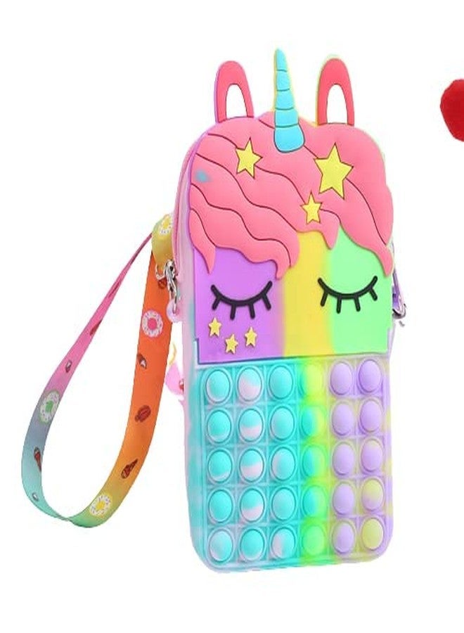 4AJ BAZAAR Unicorn Bag Sling Bag Toy for Girls Kids, Pop It Bag for Girls, Pop It Fidget Toy Shoulder Bag Stress Relief Toy (POPBAG-UNI-BIG-MULTICOLOR) - Image 1